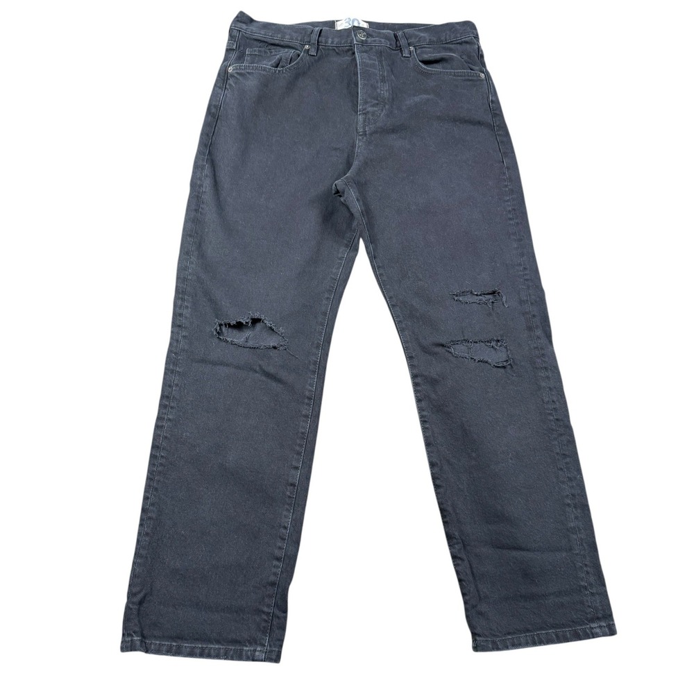 Free People We The Free Distressed Straight Leg Jeans Black Womens 30